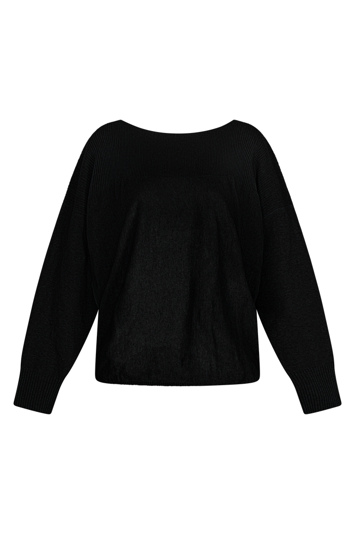 Dames pull in cashmere zwart met boothals | Louise