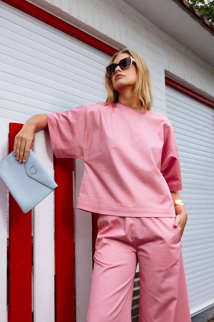 Dames blouse roze met V |  Reversible  |Emilie
