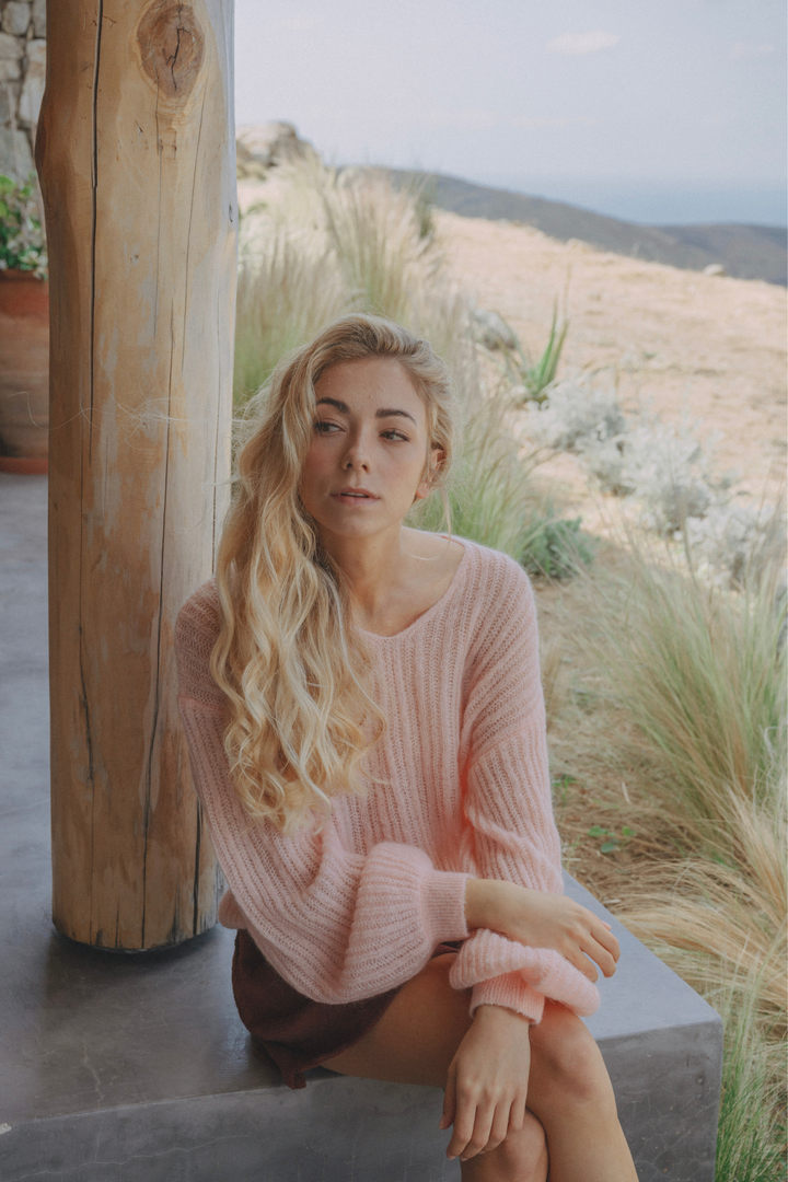 Roze Dames pull mohair | Delphine Cloud Pink