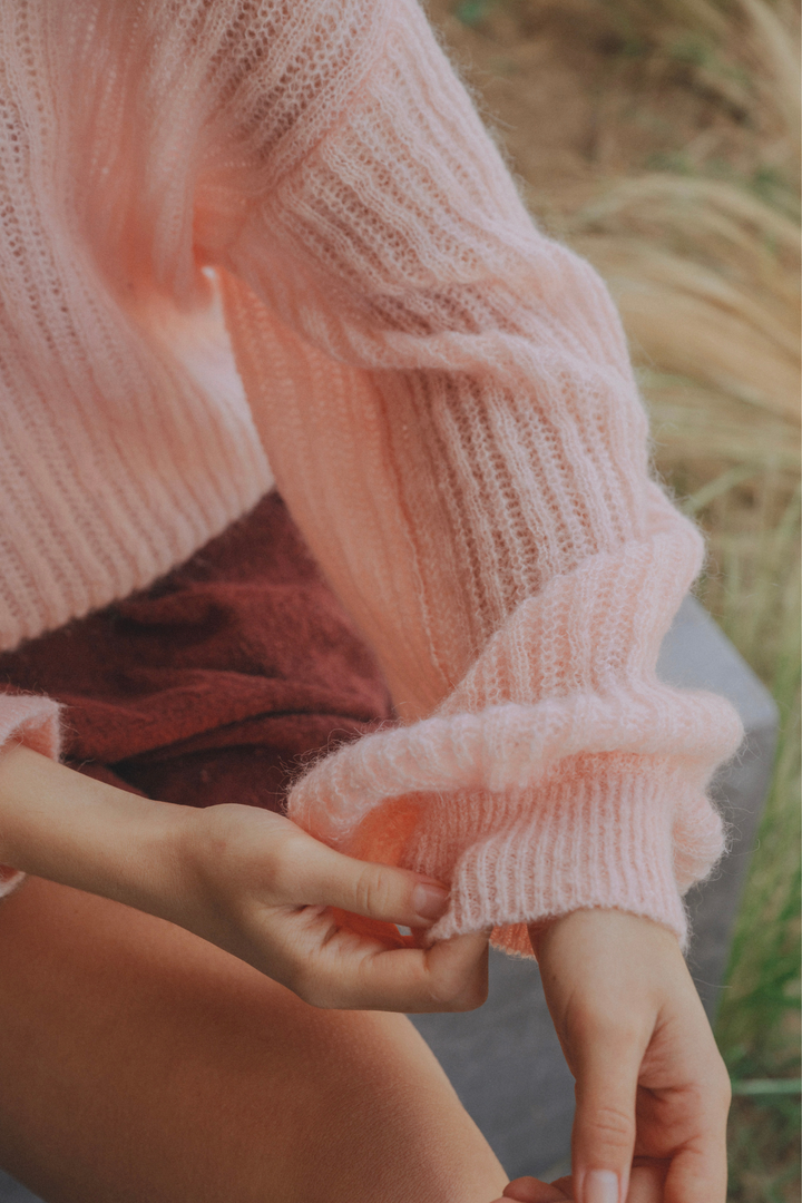 Roze Dames pull mohair | Delphine Cloud Pink