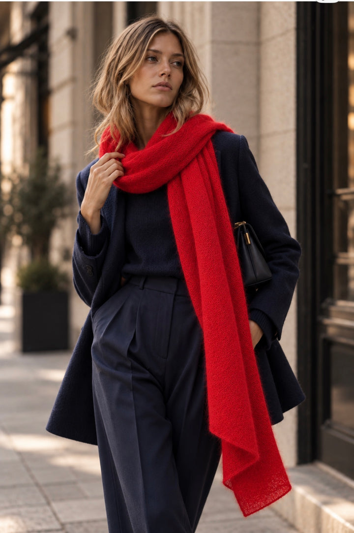 Dames sjaal Laurence red mohair