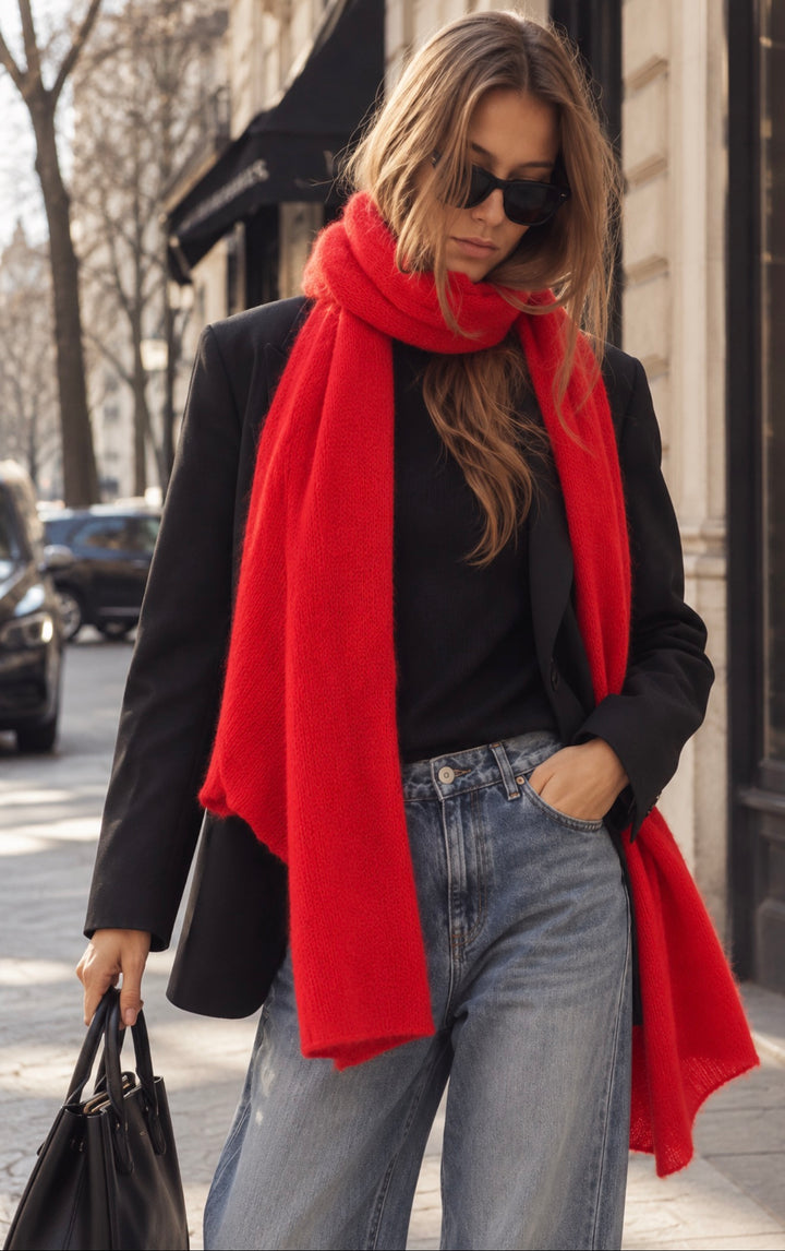 Dames sjaal Laurence red mohair