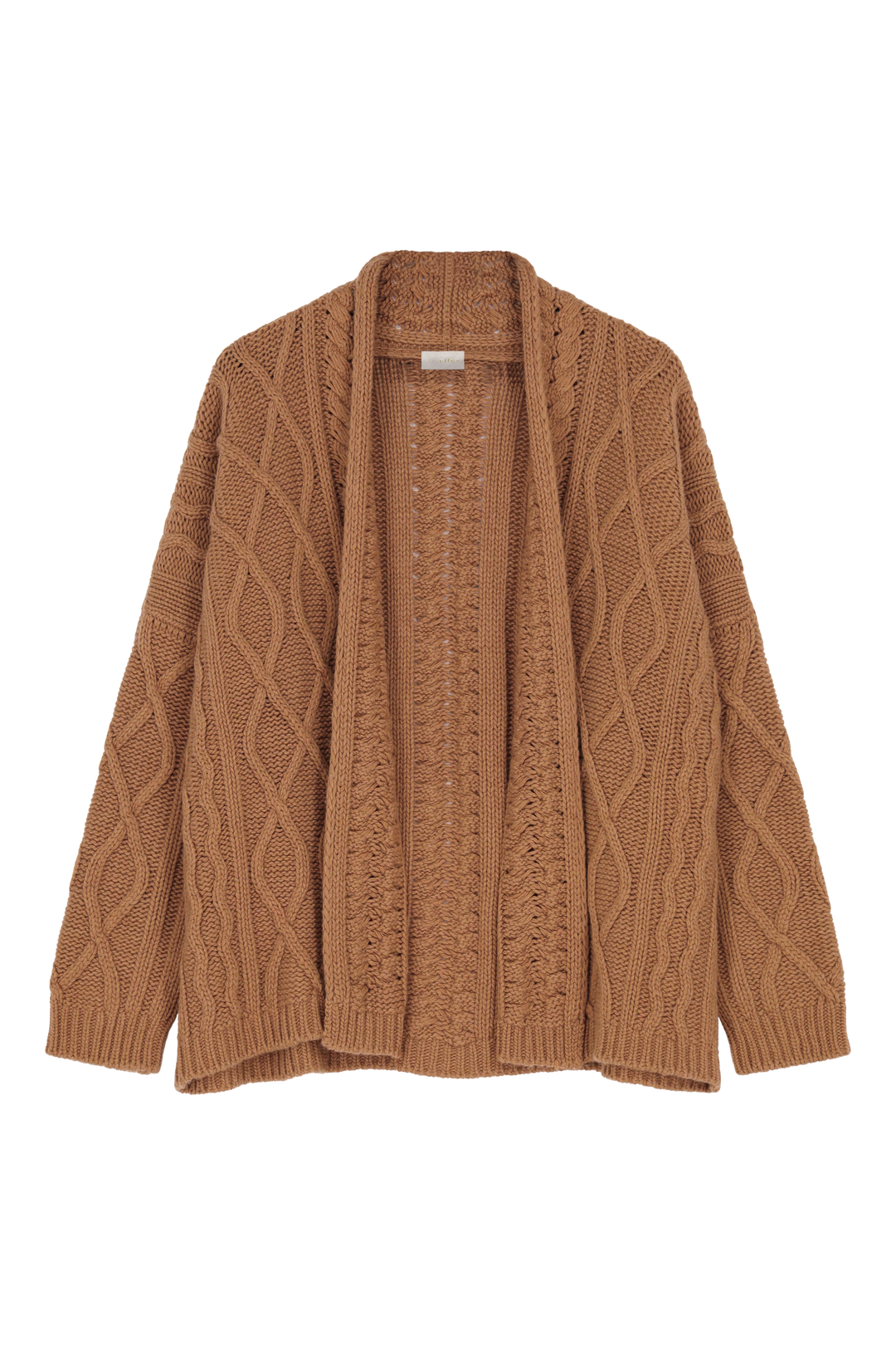 Dames Vest met kabelmotief in cashmere camel | Alix