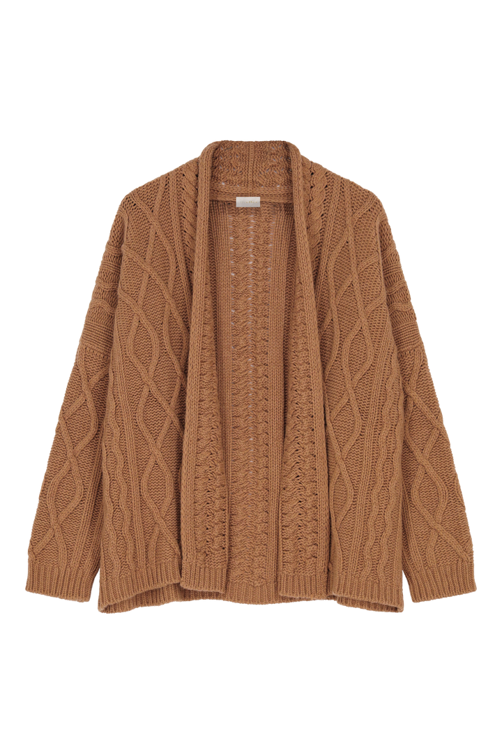 Dames Vest met kabelmotief in cashmere camel | Alix