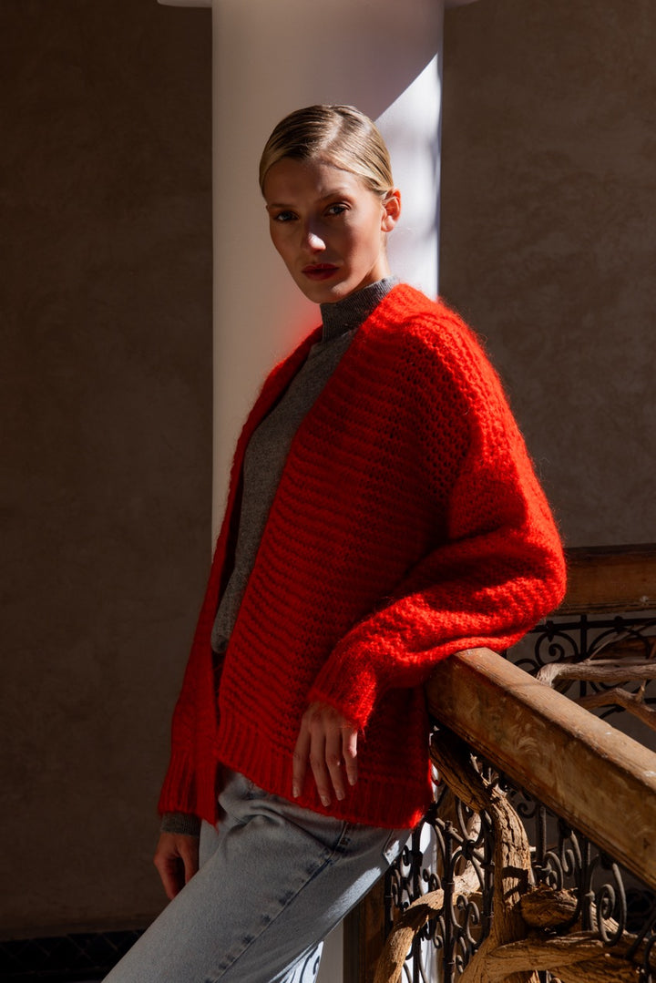 Isabelle Vest red mohair