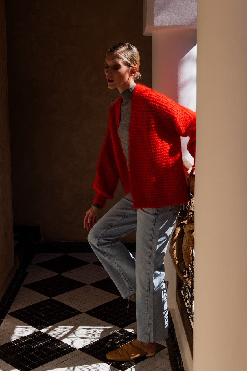 Isabelle Vest red mohair