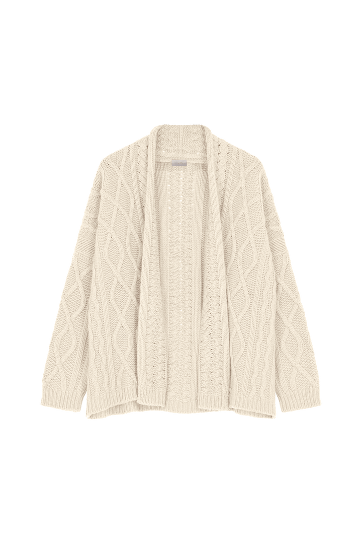 Dames Vest met kabelmotief in cashmere off-white| Alix