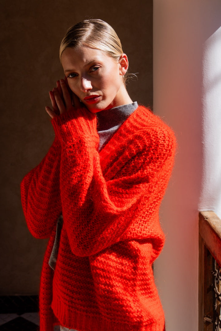 Isabelle Vest red mohair