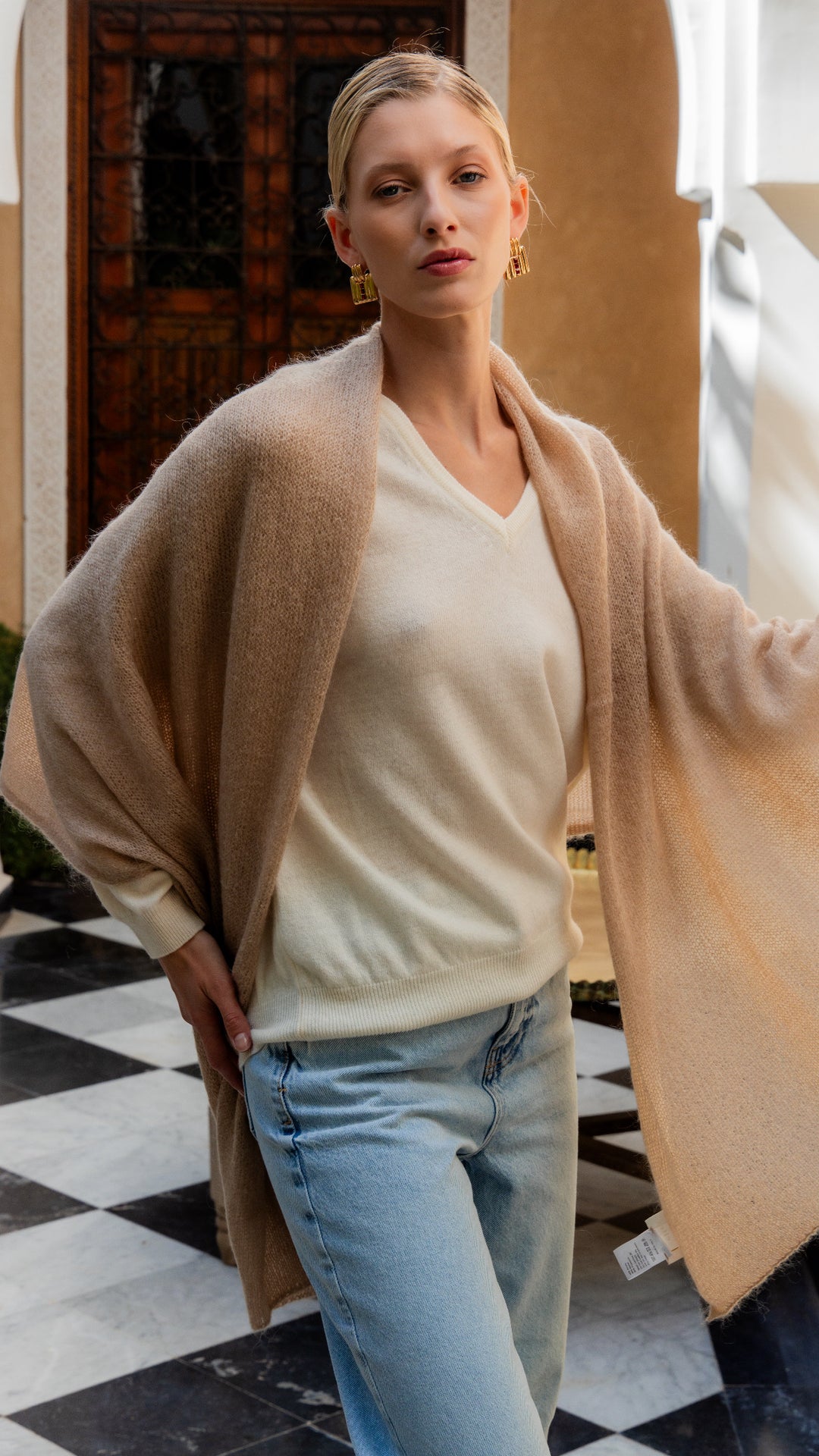 Dames sjaal mohair Laurence sand