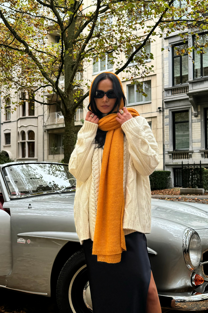 Dames sjaal mohair oker | Helene Spicy Pumpkin