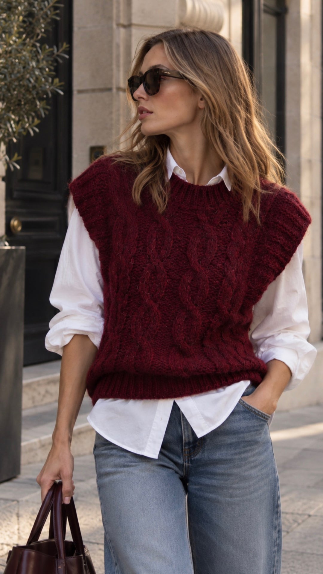 Debardeur alpaca Veronique bordeaux