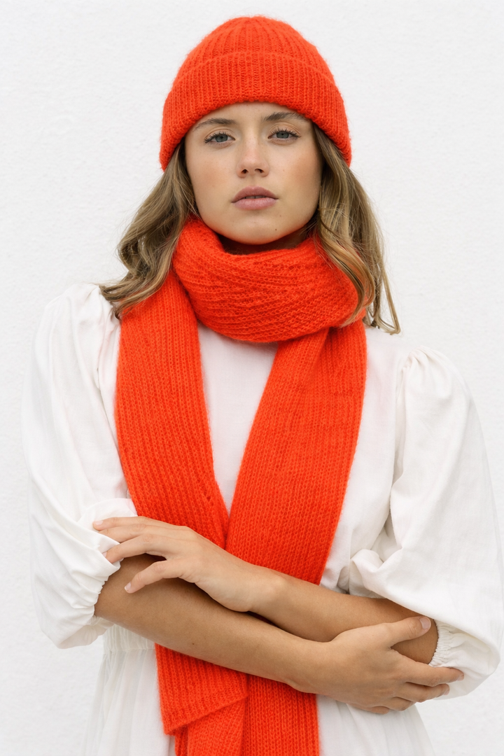Oranje dames muts mohair | Julie Neon Orange