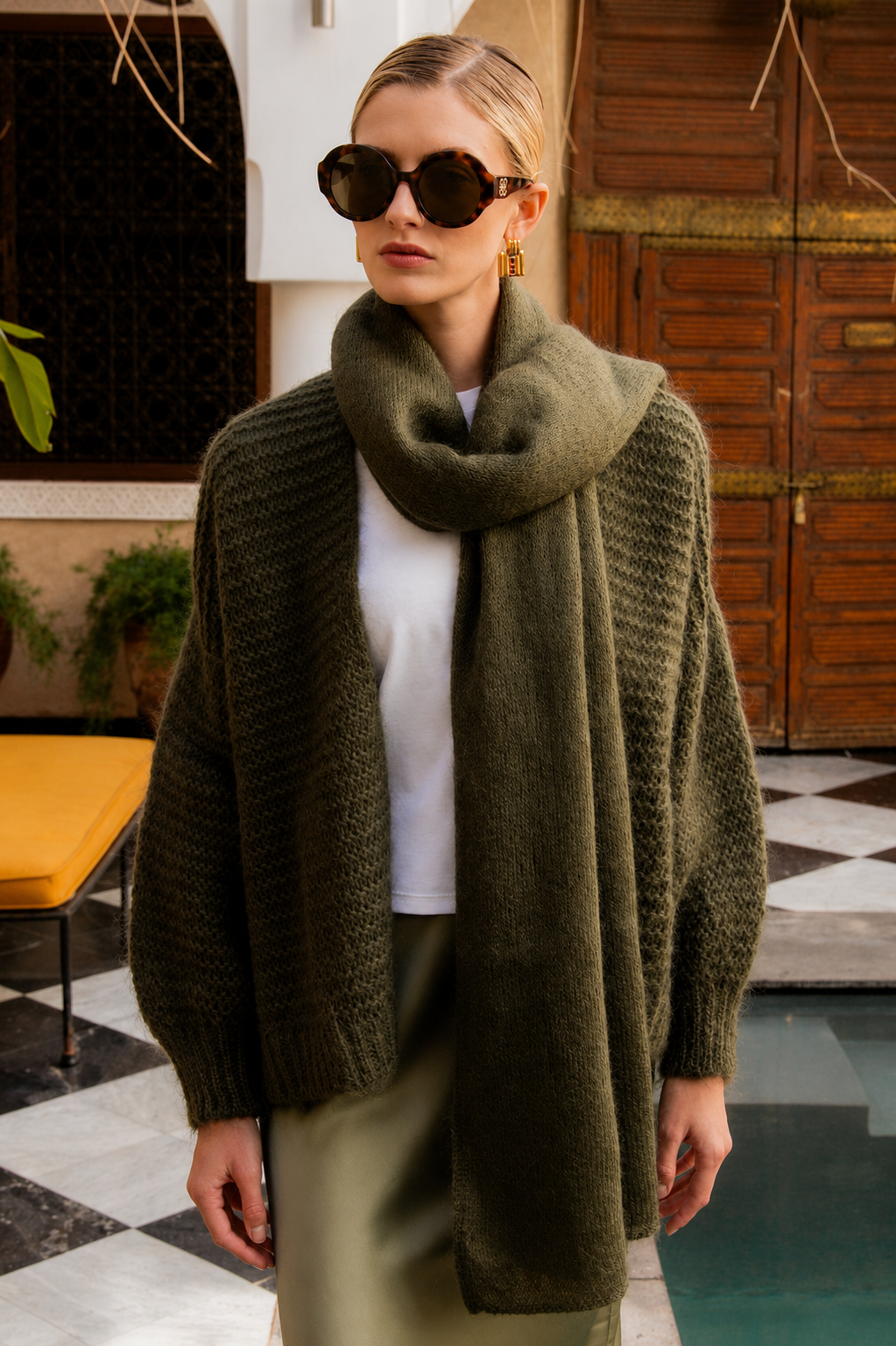 Dames sjaal Laurence khaki