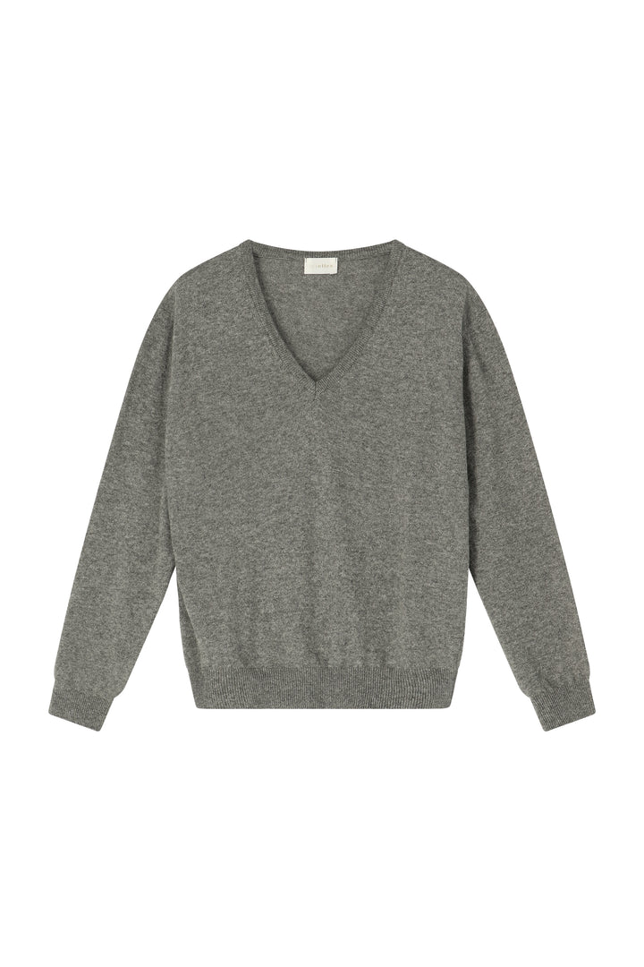 Manon pull V-neck gray cashmere