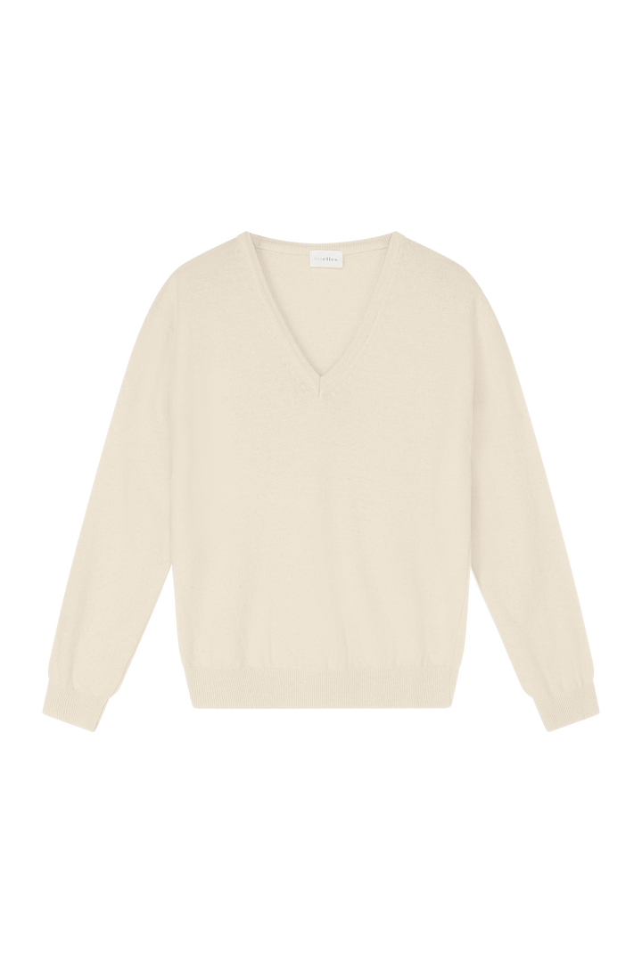 Dames pull cashmere wit  met v-hals  | Manon