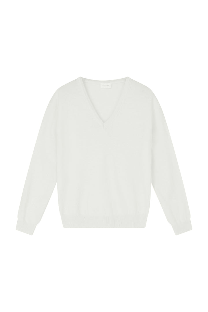 Dames pull cashmere wit  met v-hals  | Manon