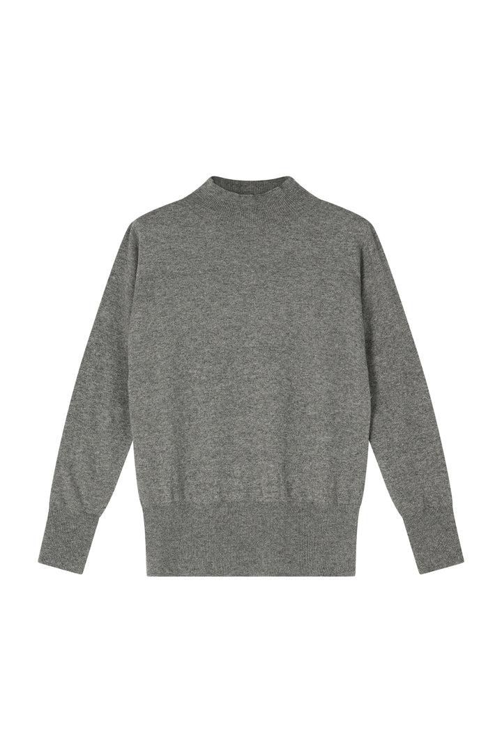 Dames pull cashmere grijs Sandrine met opstaande kraag