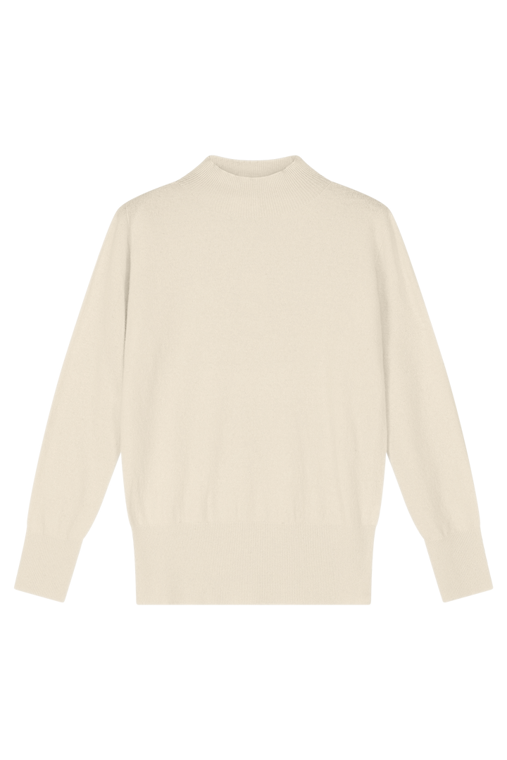 Dames pull cashmere wit Sandrine met opstaande kraag off white