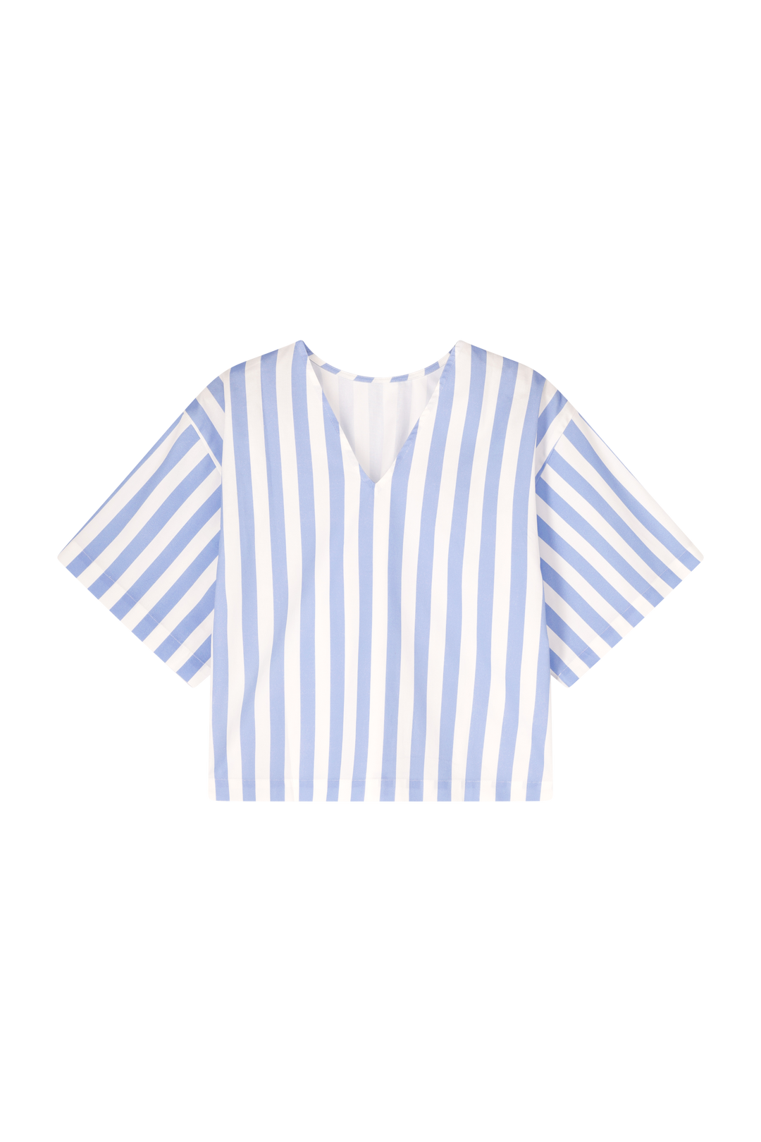 Dames blouse met V blauw-wit gestreept |  Reversible |Emilie