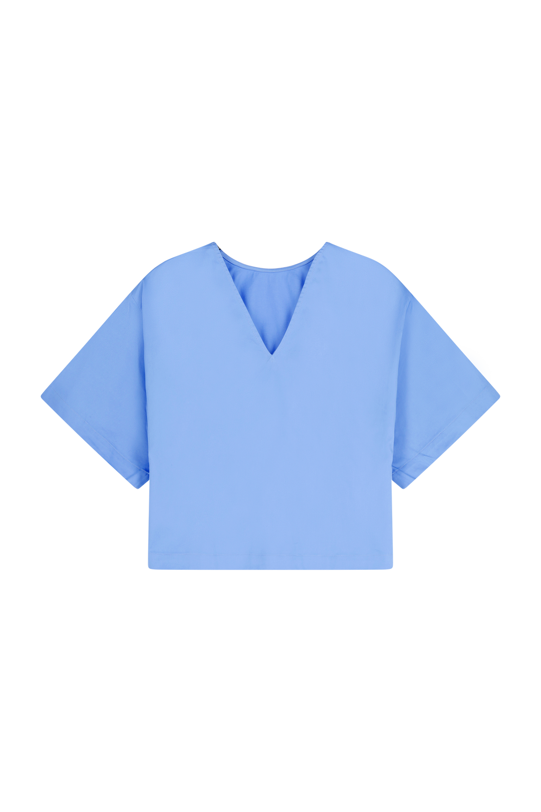 Dames blouse lichtblauw met V |  Reversible | Emilie