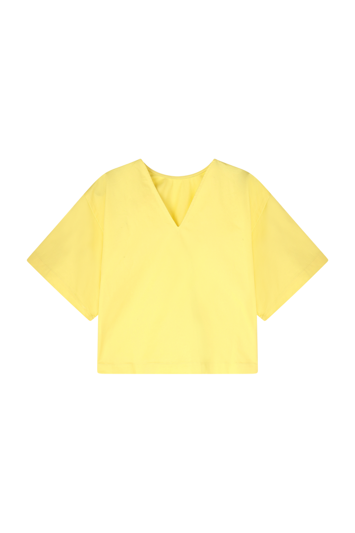Dames blouse geel met V |  Reversible | Emilie