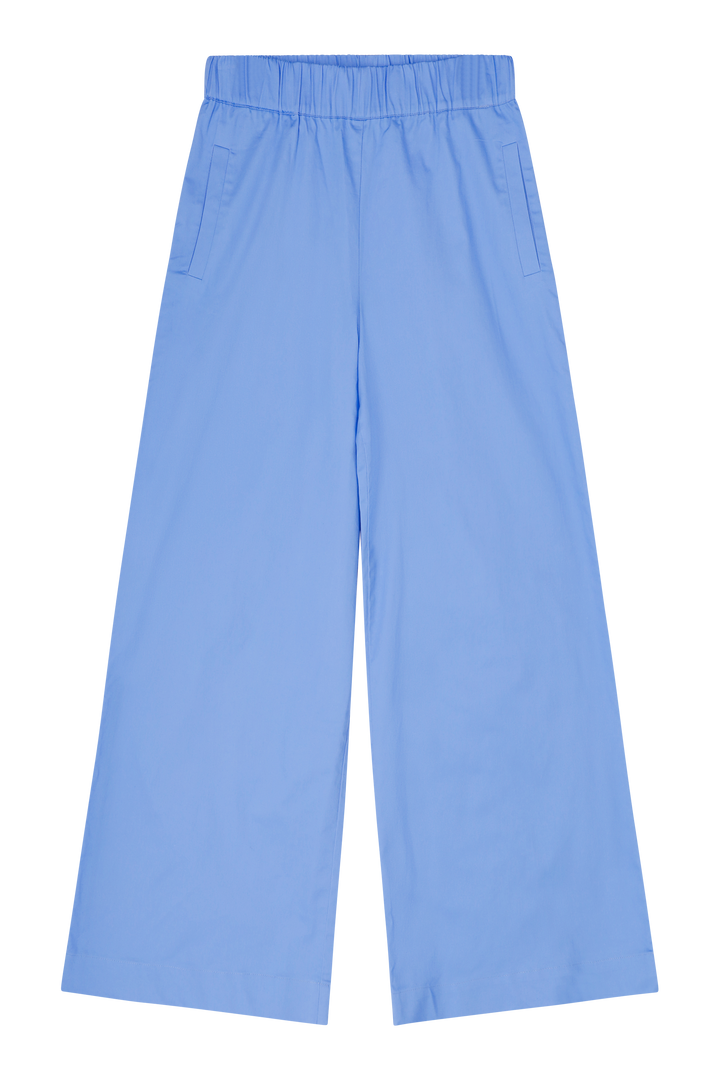 Dames broek katoen blauw met wijde pijpen | Sezane